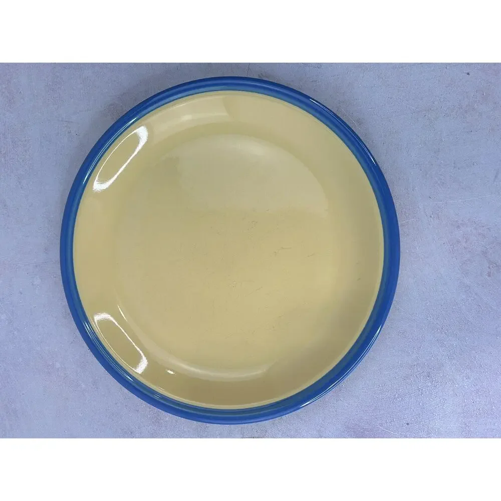 Vintage Yellow And Blue Market Square‎ Colorstones Japan Dinner Plates 10.5 Inch